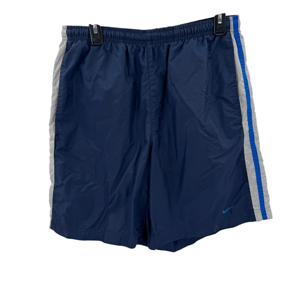 Nike Navy Blue & Gray Swim Trunks Mens Size L With Mesh Lining
